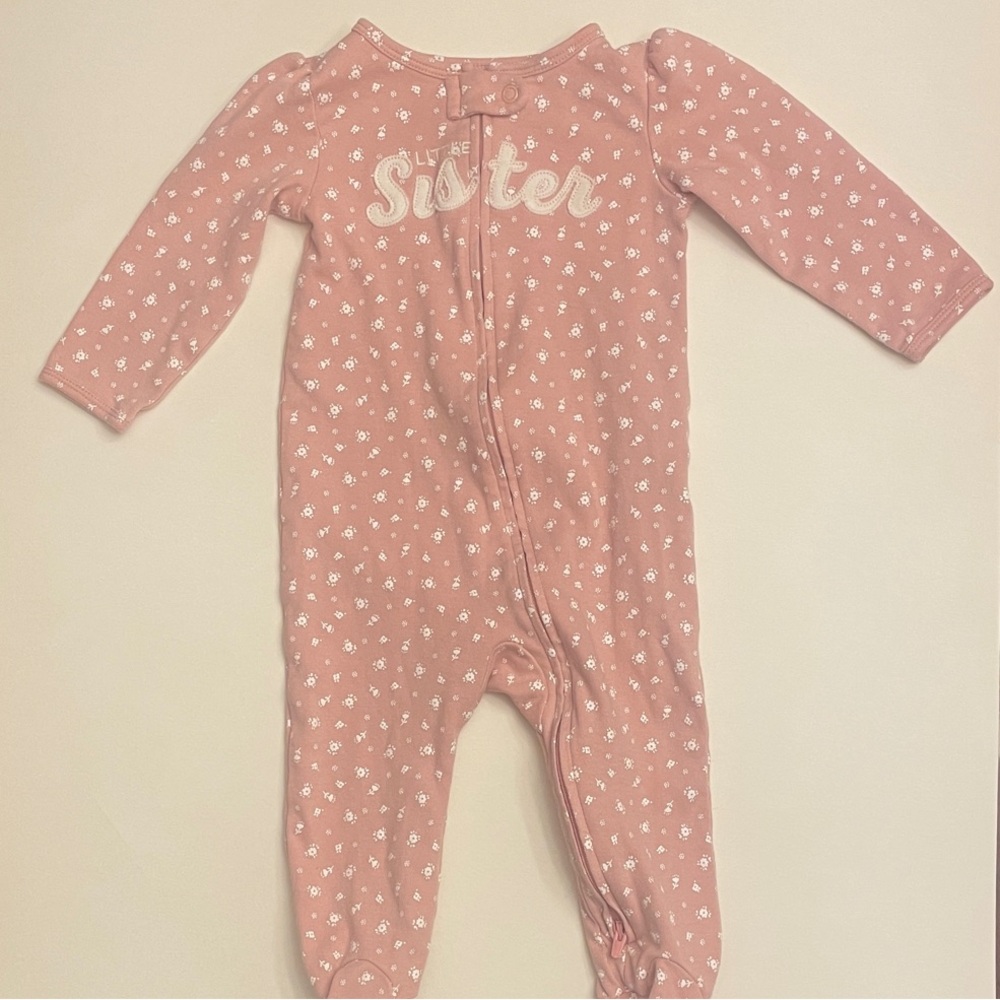 Carter's Pink Floral Little Sister Footie